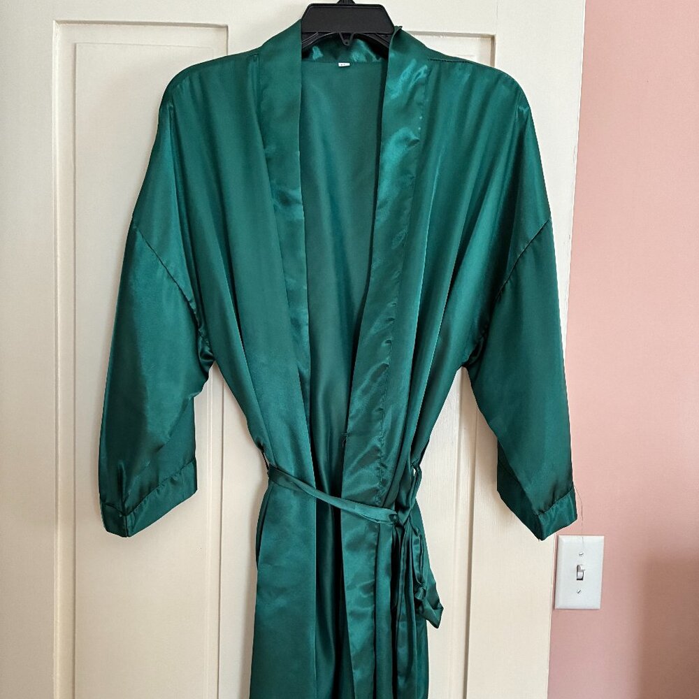 Satin Robe Size XL - Hunter Green